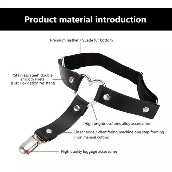 🆕Black Leather Leg Heart Garter Belt - Picture 5 of 6